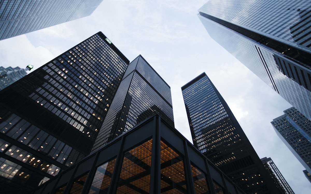 Modern commercial building managed by a building management system
